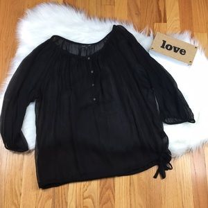 Eileen Fisher 100% Silk Sheer Blouse